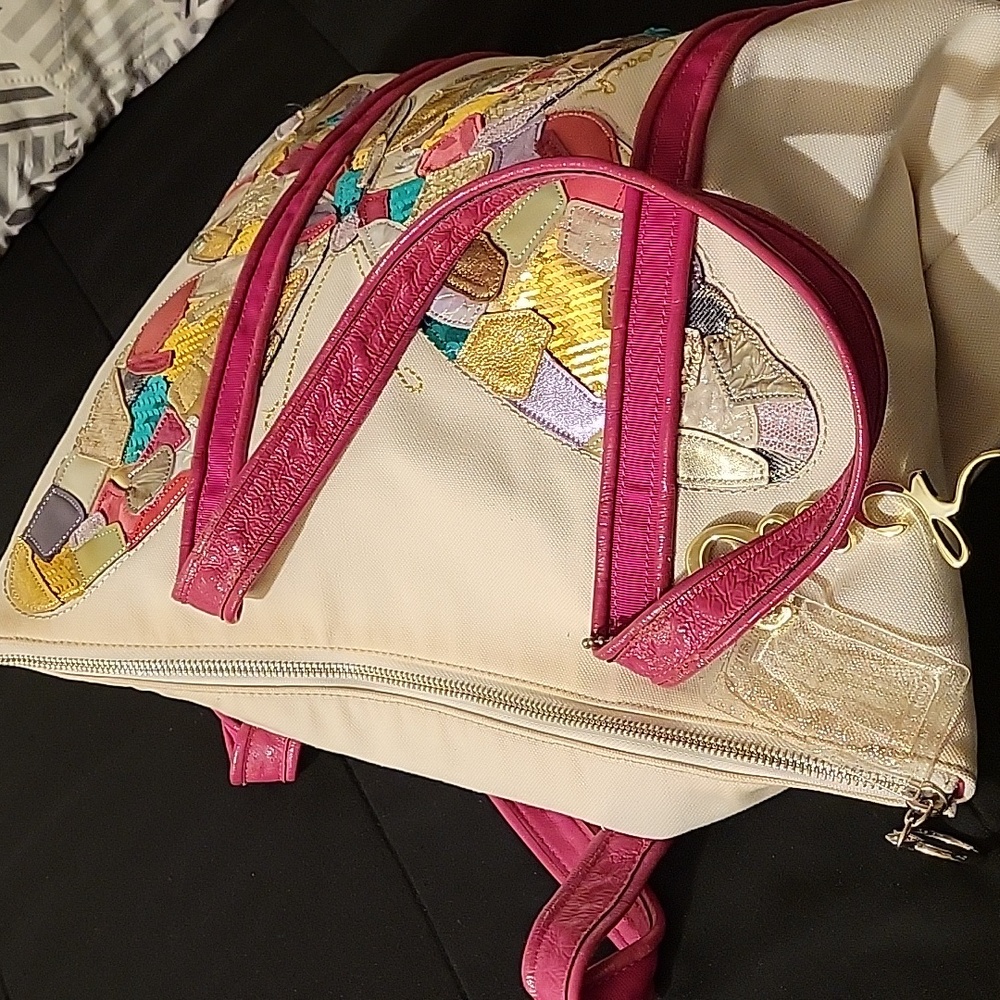 Coach Rare Multicolor Sequin, Metalic, and Mosiac Leather Butterfly Canvas Tote - Picture 16 of 17